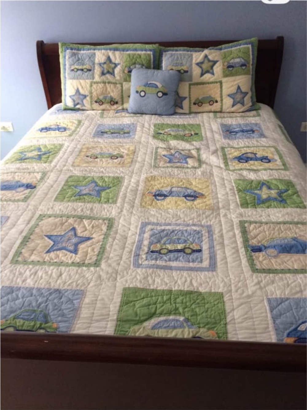 Pottery Barn Kids Car & Star Patchwork Quilt/shams/throw bedding set Full/Queen